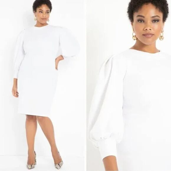 New!  Eloquii white Cutout Back Dress, 28‎ - Picture 2 of 16